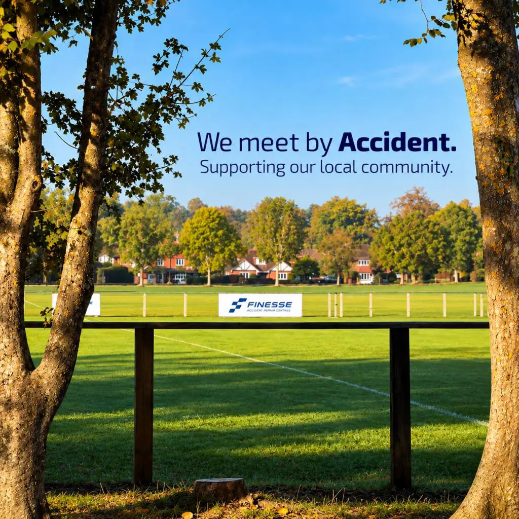 9f9908f9-754a-48de-8b9f-530d36224a9d Finesse logo in Dorking Rugby Football Club field